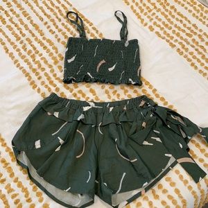 YIREH Bandeau Top and Shorts Set